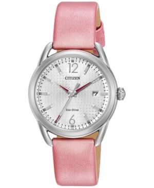 Citizen Women's Drive Pink Leather Strap Watch 34mm Fe6080-11a