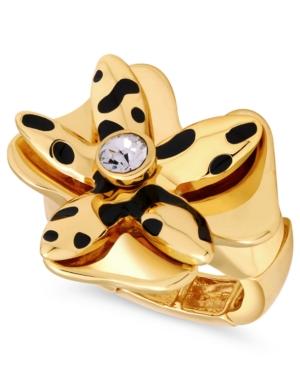 Guess Gold-tone Crystal Flower Statement Ring