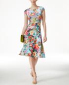 Eci Floral-print A-line Scuba Dress