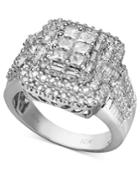Diamond Ring, 14k White Gold Diamond Rectangle Ring (2 Ct. T.w.)