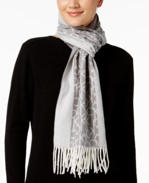 Calvin Klein Logo & Solid Border Scarf