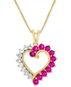 Lab-created Ruby (3/4 Ct. T.w.) And White Sapphire (1/3 Ct. T.w.) Heart Pendant Necklace In 14k Gold-plated Sterling Silver