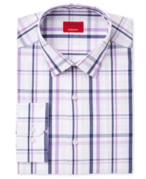 Alfani Men's Slim-fit Stretch Purple Midnight Check Dress Shirt, Only At Macy's