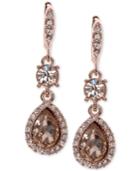 Givenchy Rose Gold-tone Crystal Teardrop Double Drop Earrings