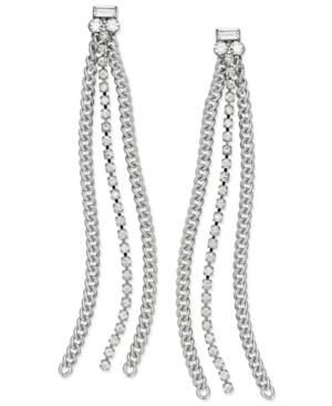 Abs By Allen Schwartz Earrings, Silver-tone Rhinestone Chain Linear Drop Earrings
