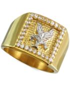 Men's Diamond Eagle Ring (1/10 Ct. T.w.) In Stainless Steel & Yellow Ion-plated Stainless Steel