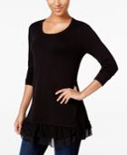 Style & Co Lace-inset Layered-look Sweater, Only At Macy's