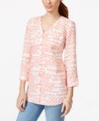 Jm Collection Printed Linen Button-front Shirt, Only At Macy's