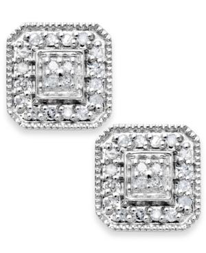 Diamond Earrings, 10k White Gold Diamond Square Earrings (1/6 Ct. T.w.)