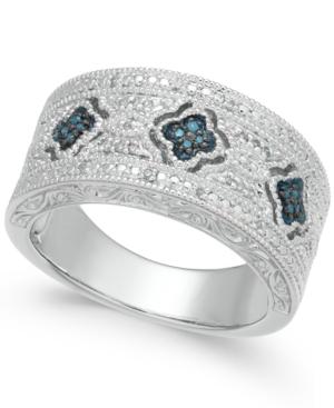 Diamond Ornate Filigree Band (1/10 Ct. T.w.) In Sterling Silver