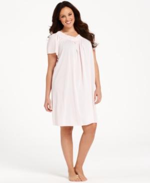 Miss Elaine Plus Size Tricot Flutter Sleeve Short Gown