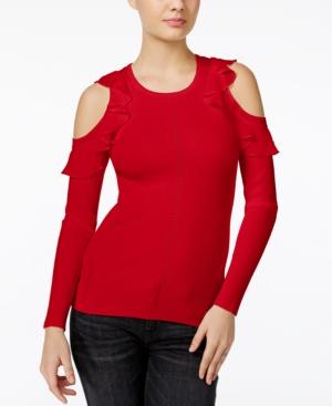 Guess Ruffled Cold-shoulder Sweater