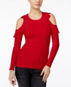 Guess Ruffled Cold-shoulder Sweater