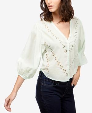 Lucky Brand Cotton Eyelet Peasant Blouse