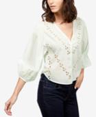 Lucky Brand Cotton Eyelet Peasant Blouse