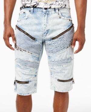 Heritage America Men's Studded Ripped Denim Shorts