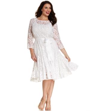 Msk Plus Size Illusion Floral Lace Dress