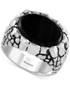 Gento By Effy Men's Onyx Nugget-look Ring (5-3/8 Ct. T.w.) In Sterling Silver