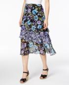 Ny Collection Petite Printed Tiered Asymmetrical Skirt