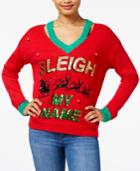 Hooked Up By Iot Juniors' Embellished Light-up Holiday Sweater