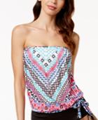 24th & Ocean Kente Printed Blouson Tankini Top Women's Swimsuit