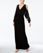 Calvin Klein Ruffled Cold-shoulder Gown