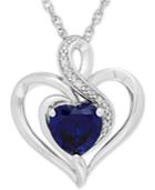 Sapphire (1-3/4 Ct. T.w.) & Diamond Accent Heart Pendant Necklace In Sterling Silver