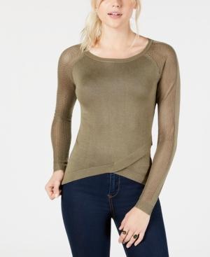 Say What? Juniors' Crisscross Contrast Sweater
