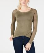Say What? Juniors' Crisscross Contrast Sweater