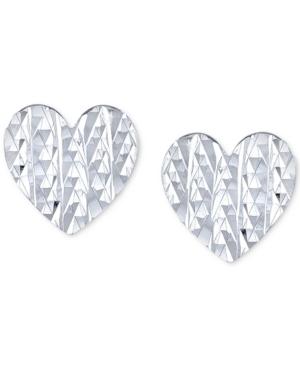 Unwritten Textured Heart Stud Earrings In Sterling Silver