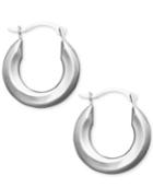 Small Polished Tube Hoop Earrings In 10k Gold, White Gold And Rose Gold