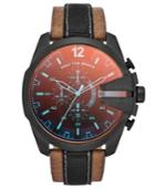 Diesel Watch, Men's Chronograph Brown Mesh And Burnished Leather Strap 51mm Dz4305
