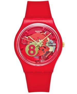 Swatch Unisex Swiss Eight For Luck Red Silicone Strap Watch 34mm Gr166