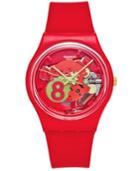 Swatch Unisex Swiss Eight For Luck Red Silicone Strap Watch 34mm Gr166