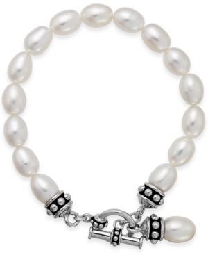 Honora Style Cultured Freshwater Pearl Pallini Toggle Bracelet In Sterling Silver (7-1/2mm)
