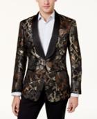 Tallia Men's Slim-fit Brown/black Floral Shawl-collar Dinner Jacket