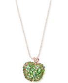 Betsey Johnson Rose Gold-tone Crystal Apple Pendant Necklace, 31 + 3 Extender