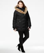 Betsey Johnson Plus Size Faux-fur-trim Quilted Puffer Coat