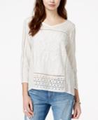Lucky Brand Embroidered V-neck Top