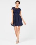 Speechless Juniors' Sparkle Lace-contrast Dress, Created For Macy's