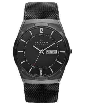 Skagen Denmark Watch, Men's Black Titanium Mesh Bracelet 40mm Skw6006