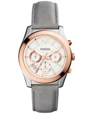 Fossil Women's Perfect Boyfriend Gray Leather Strap Watch 39mm Es4081
