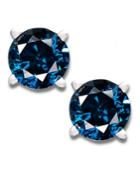 14k White Gold Earrings, Treated Blue Diamond Stud Earrings (1/2 Ct. T.w.)