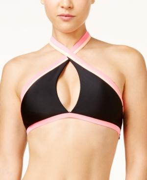 Bikini Nation Block And Roll Colorblocked Halter Bikini Top Women's Swimsuit