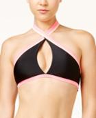 Bikini Nation Block And Roll Colorblocked Halter Bikini Top Women's Swimsuit