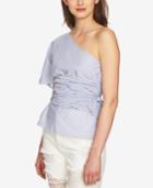 1.state Cotton Striped One-shoulder Wrap Top