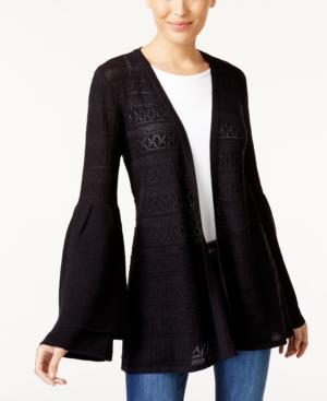 Style & Co Pointelle Bell-sleeve Cardigan, Created For Macy's