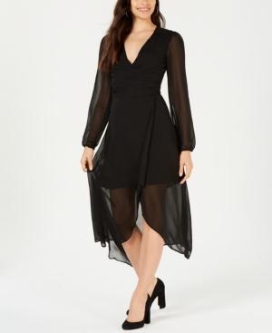 Leyden Sheer Long-sleeve Wrap Dress
