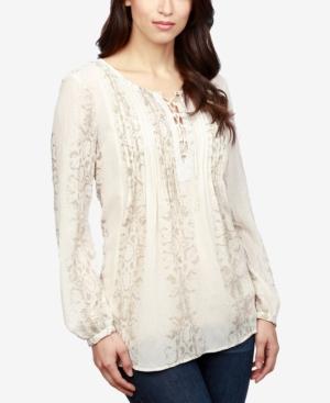 Lucky Brand Pintucked Lace-up Top