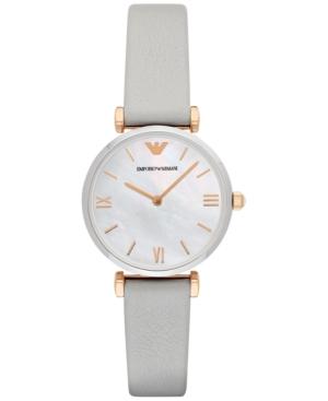 Emporio Armani Women's Gianni T-bar Gray Leather Strap Watch 32mm Ar1965